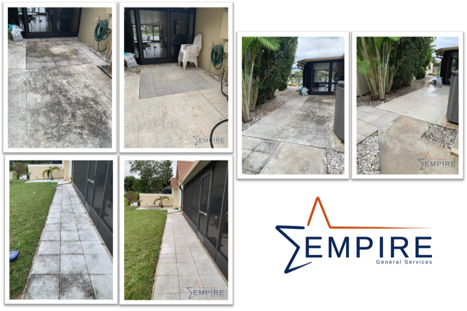 Residential driveway before and after cleaning